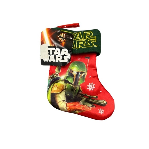 STAR WARS BOBA FETT MINI CHRISTMAS STOCKING RED GREEN HOLIDAY DECOR NWT - Picture 4 of 8